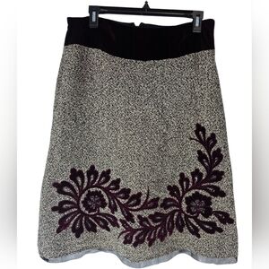 Vintage Dolce Apparel A-Line Skirt With Black And Maroon Velvet Size 10